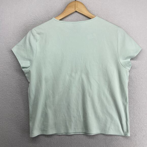 EILEEN FISHER Top M Cotton Interlock Jersey Crew Neck Short Sleeve Green - Picture 2 of 13